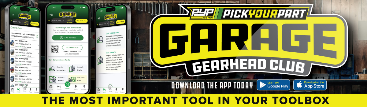 ¡Ahorre tiempo y dinero! Obtenga la aplicación Pick Your Part Garage